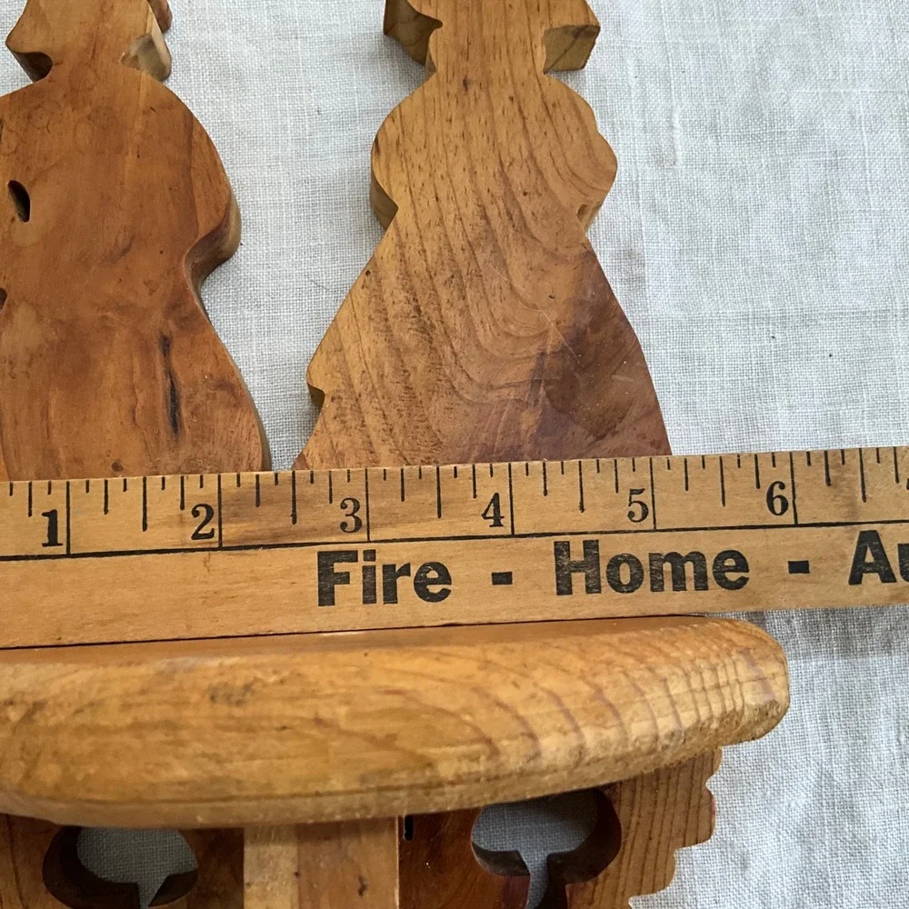 Vintage Hand Carved Amish Wood Wall Shelf Folk Art Scrollwork Grannycore Cottage